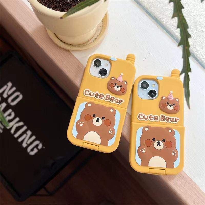 Cute Bear Case With Mirror And Mobile Copy