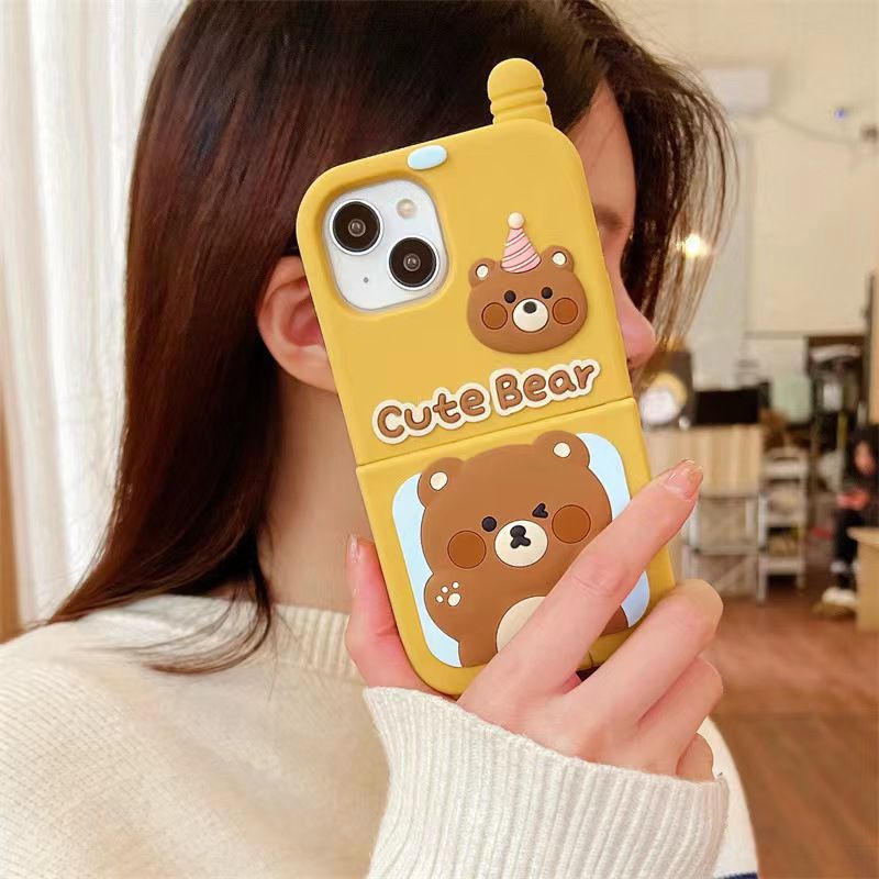 Cute Bear Case With Mirror And Mobile Copy