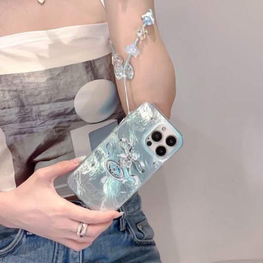 Cute 3D Bow Print Case With Charm