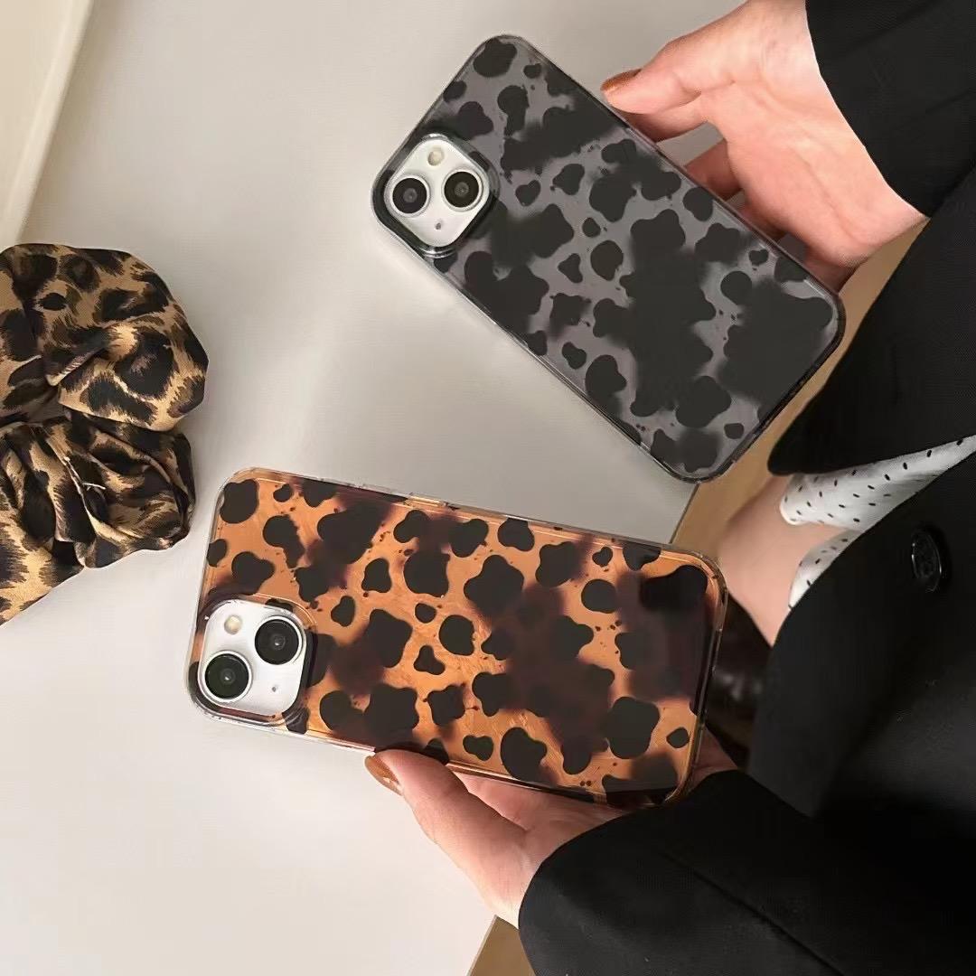 Leopard Design Case With Fur Pom Pom