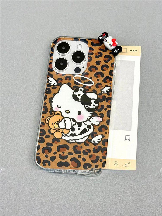 Leopard Print Hello Kitty Case With Charm