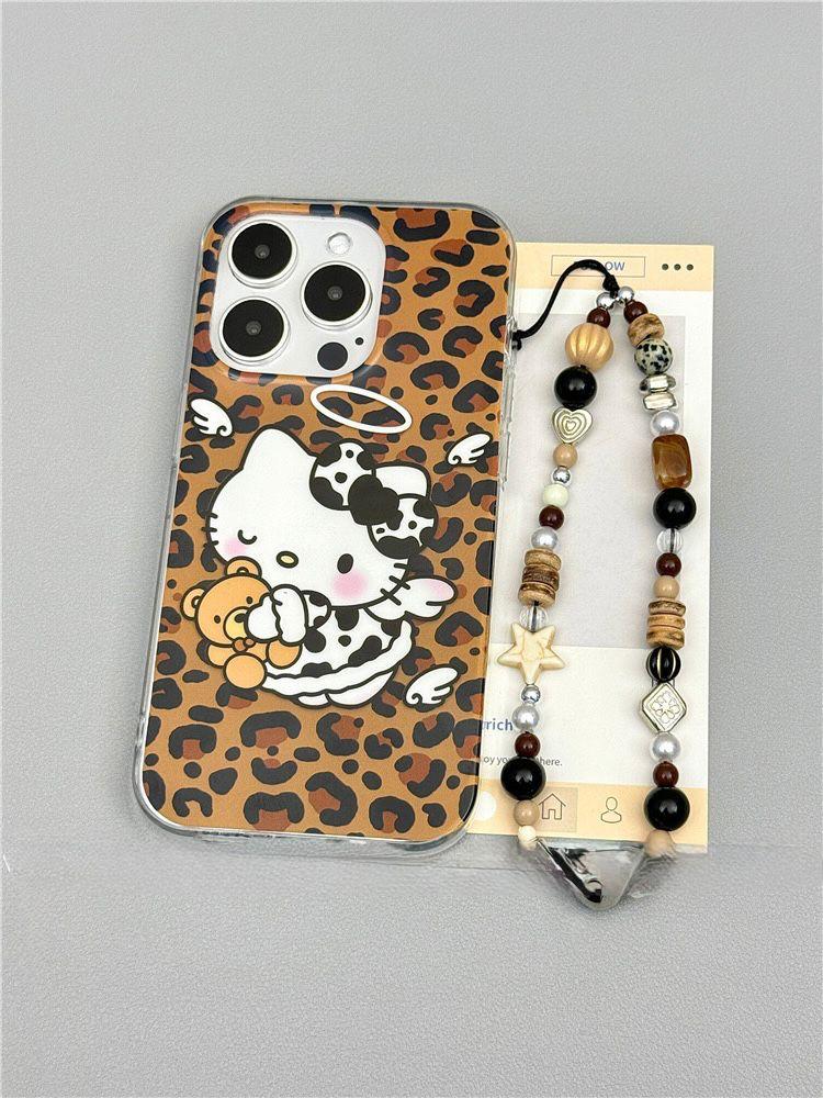 Leopard Print Hello Kitty Case With Charm