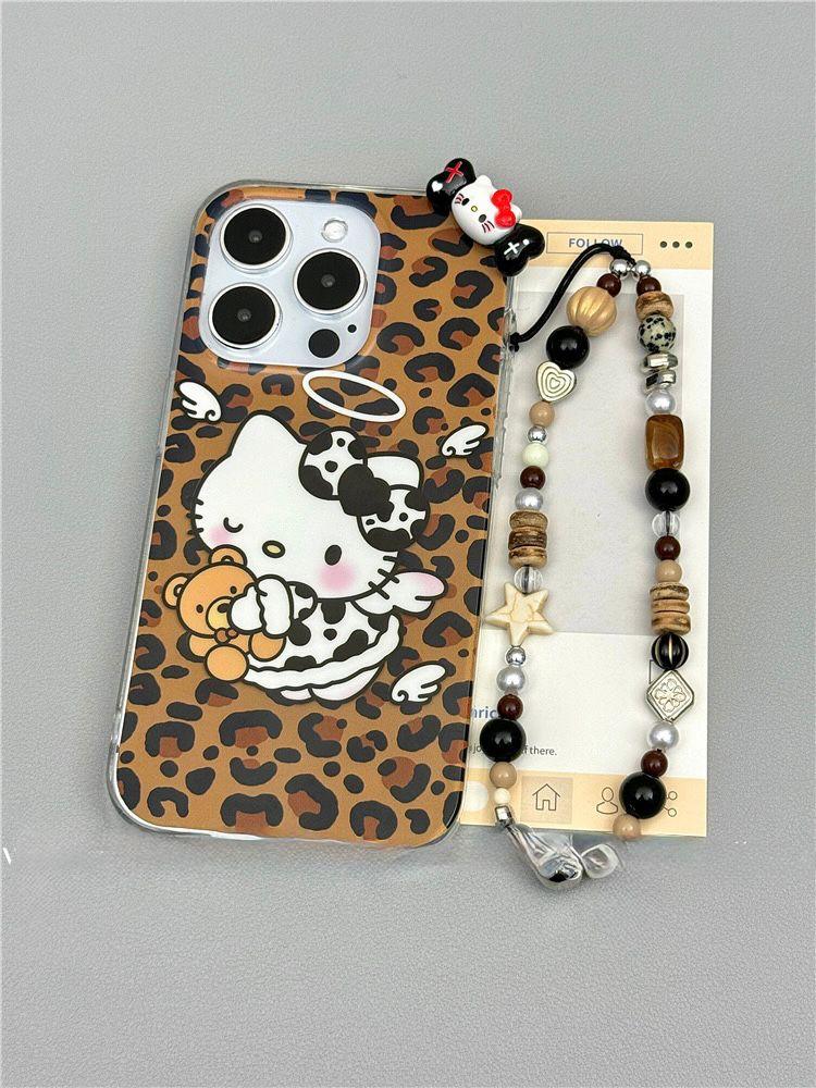 Leopard Print Hello Kitty Case With Charm