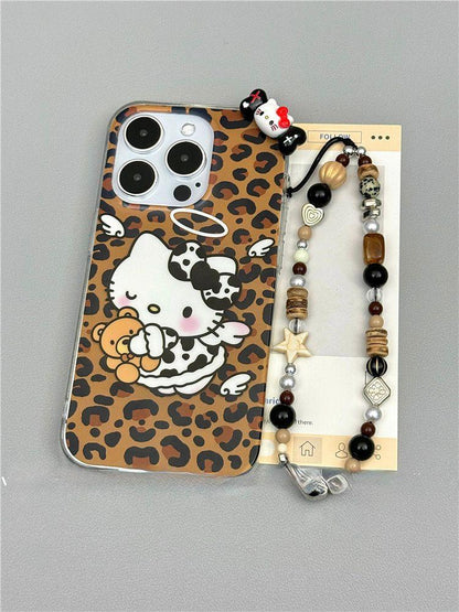 Leopard Print Hello Kitty Case With Charm