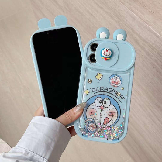 Doraemon Cute Glitter Case With Camera Slider