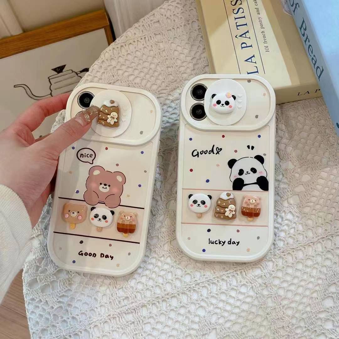 3D Cartoon Panda Push Window Slide Camera Protector