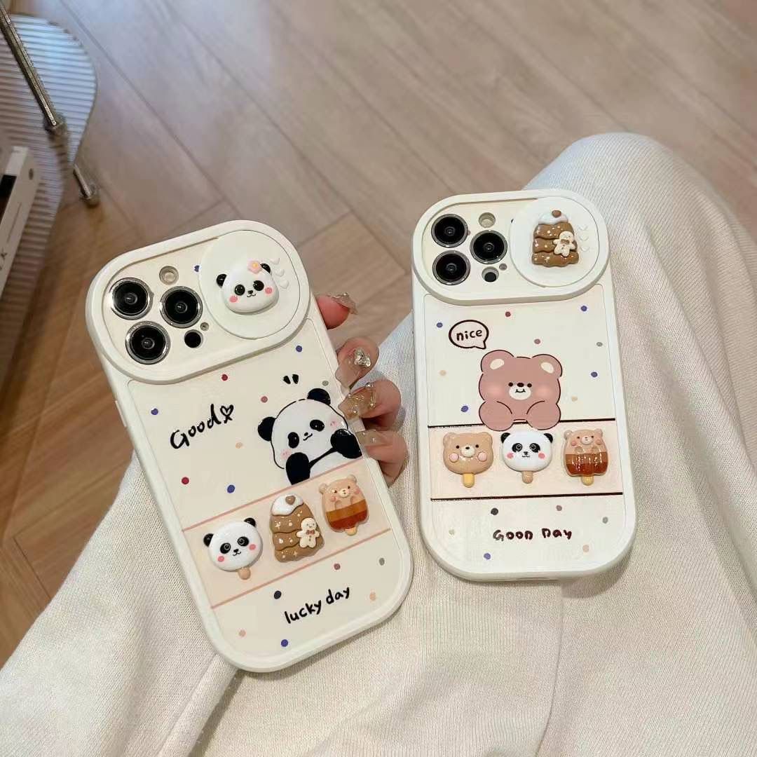 3D Cartoon Panda Push Window Slide Camera Protector