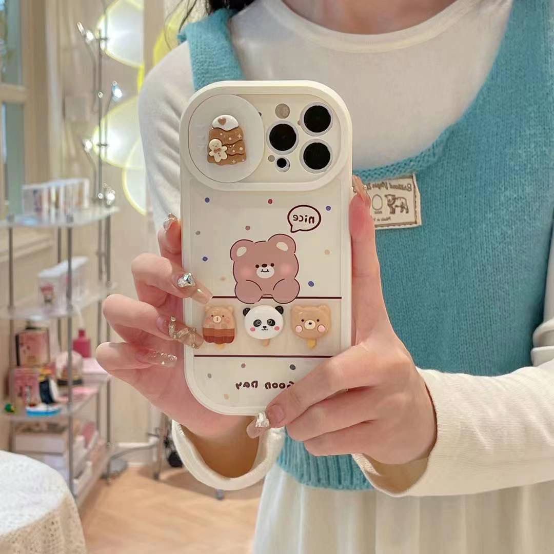 3D Cartoon Panda Push Window Slide Camera Protector