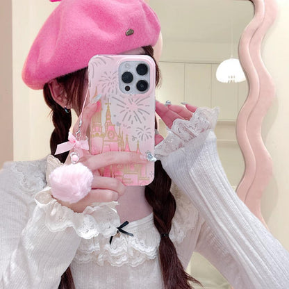 Cute Gradient Fireworks Castle Case With Bowknot Charm