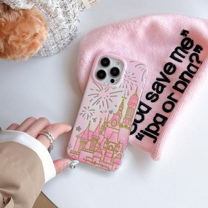Cute Gradient Fireworks Castle Case With Bowknot Charm