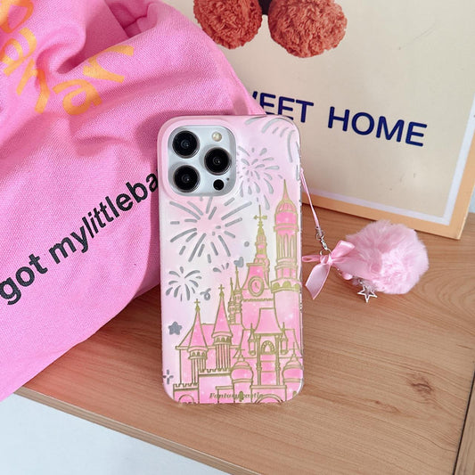 Cute Gradient Fireworks Castle Case With Bowknot Charm