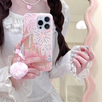 Cute Gradient Fireworks Castle Case With Bowknot Charm
