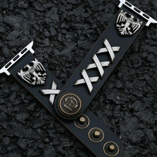 Snap Band Punk Studded Leather Loop For Apple Watch