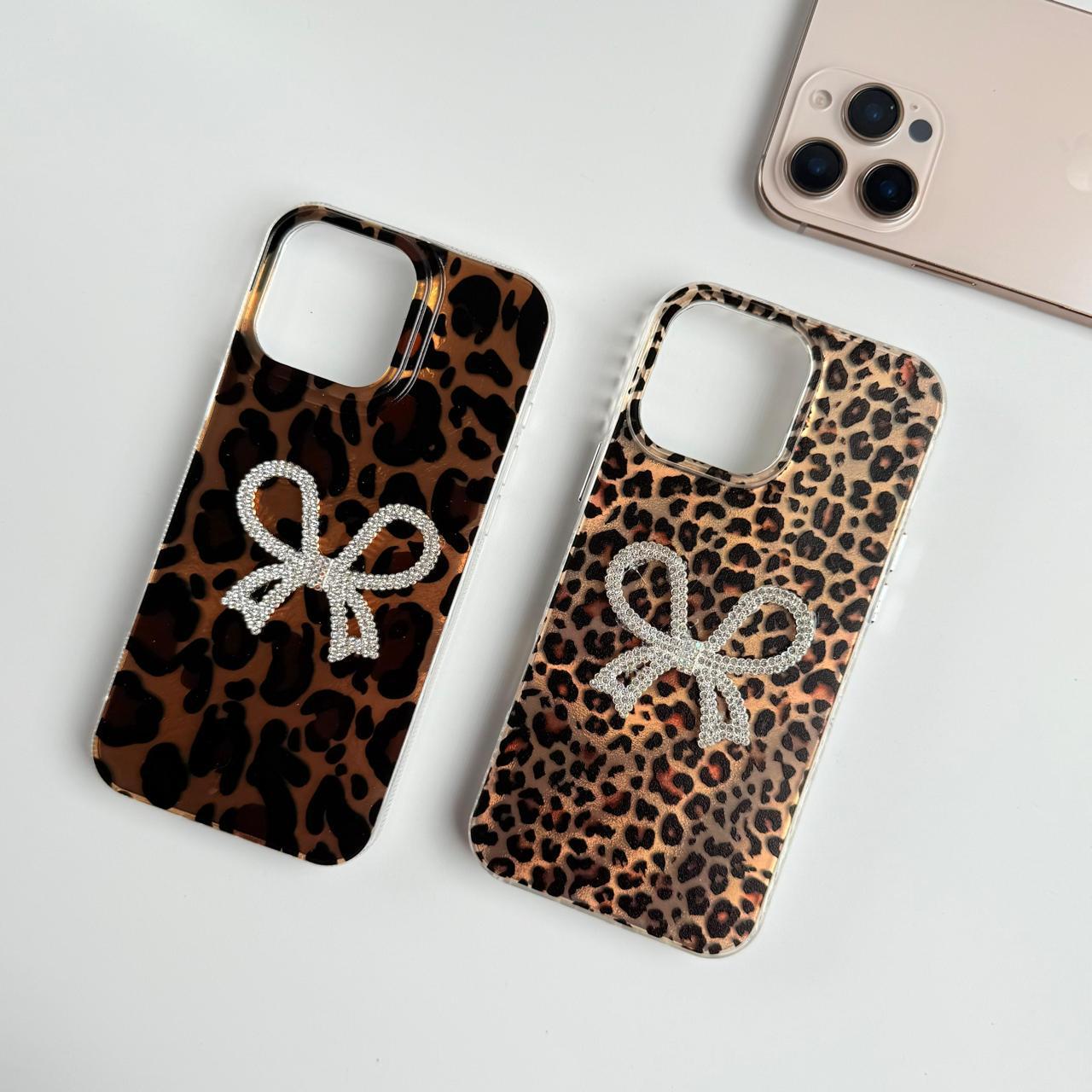 Leopard Design Case With Diamond Bow