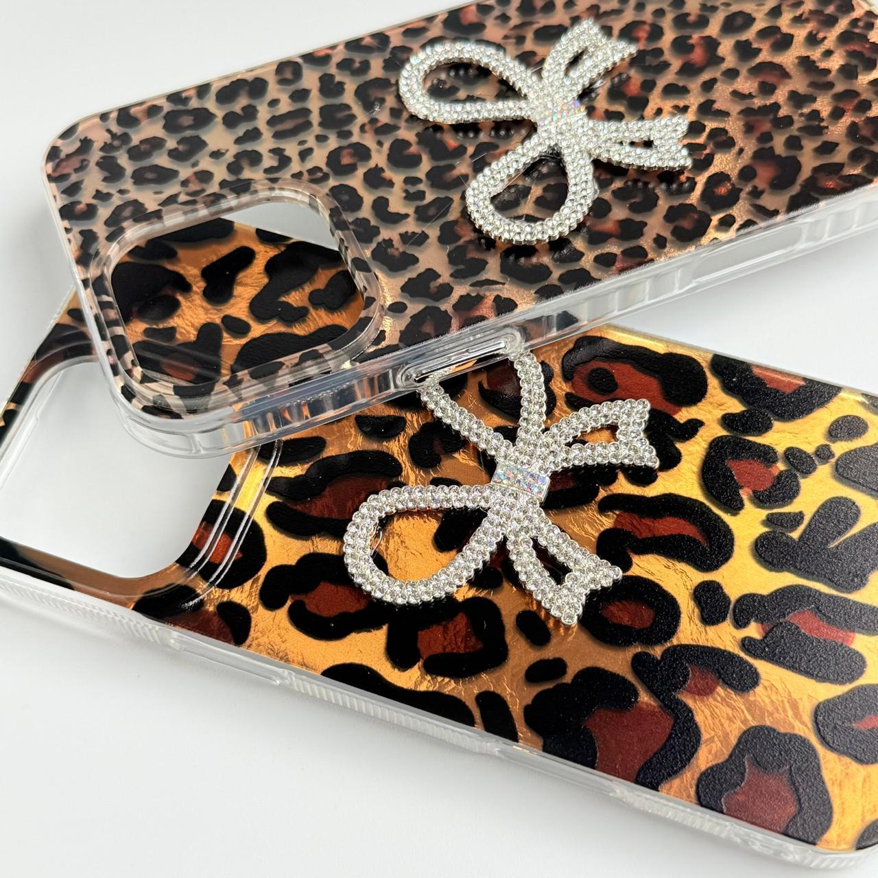 Leopard Design Case With Diamond Bow