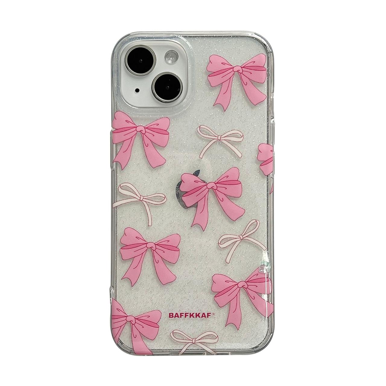 Anti-Yellow Cute Pink Bow Glittery Case