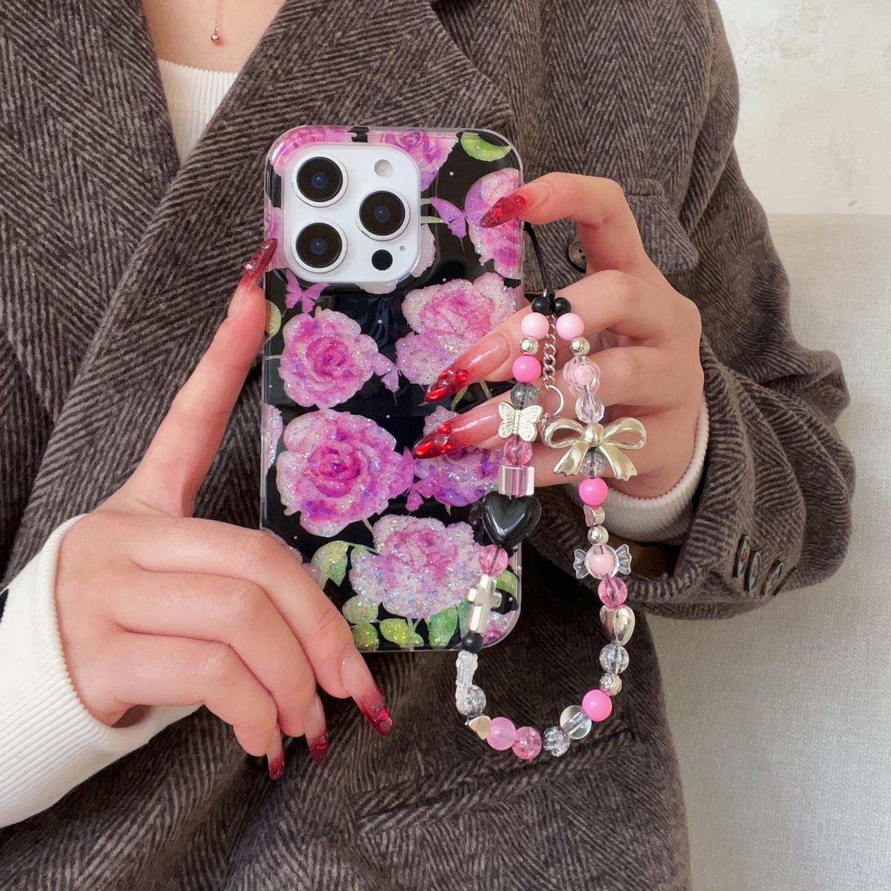 Pink Flower Case With Bow Charm
