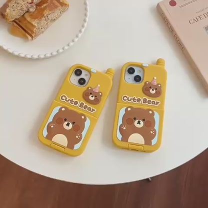 Cute Bear Case With Mirror And Mobile Copy